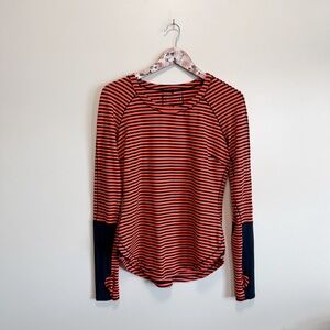 LULULEMON Run First Base Long Sleeve Top Orange Navy Blue Size 8